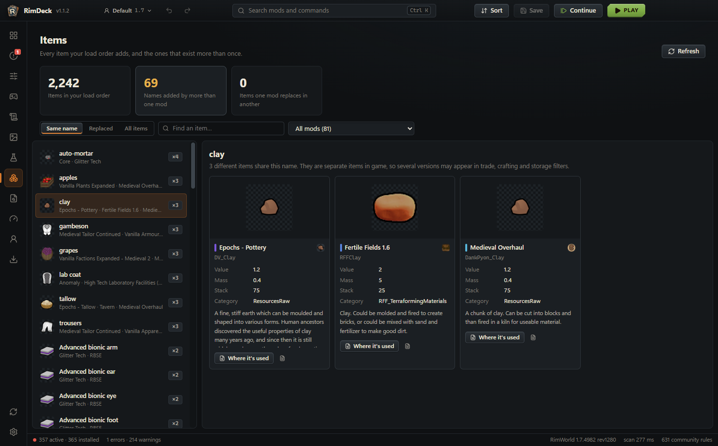 Items found in several mods